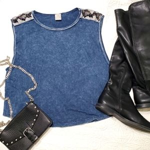 American rag distressed and embelished